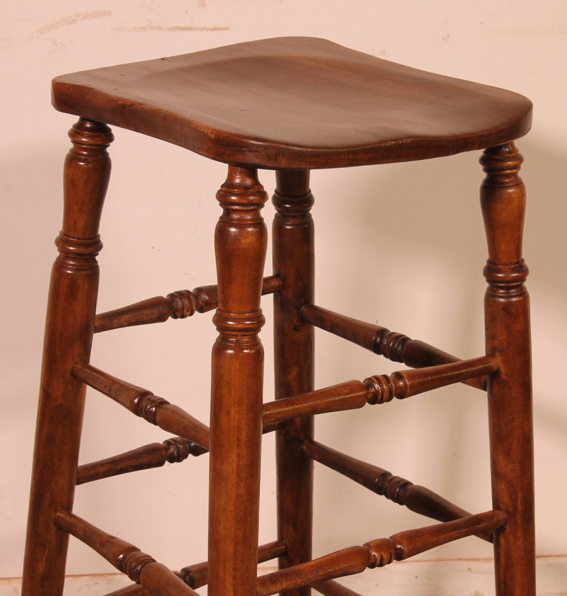 tabouret haut de bar en orme du 19° siècle-photo-2
