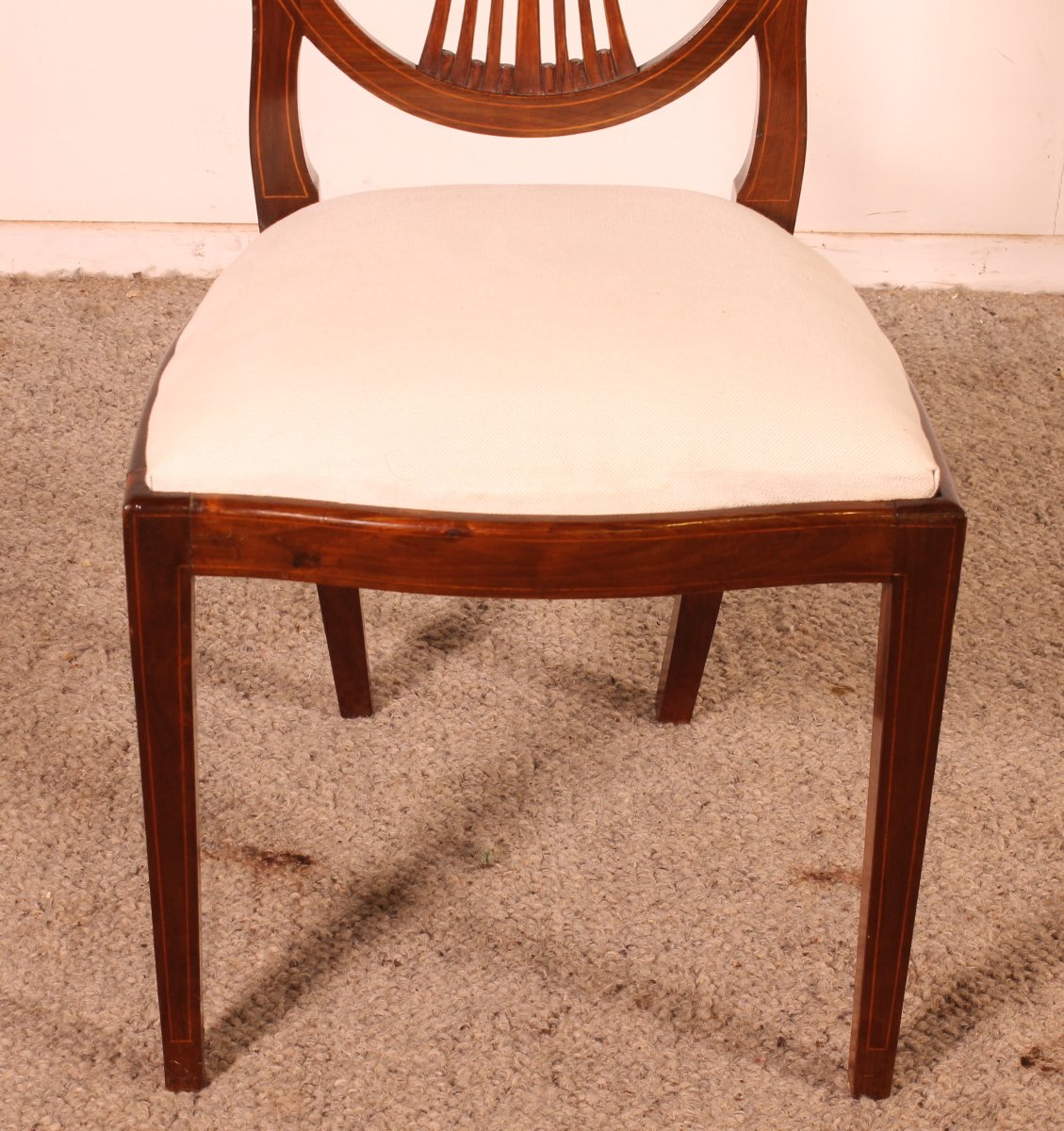 série de 10 chaises en acajou et incrustations - 19° siècle-photo-1