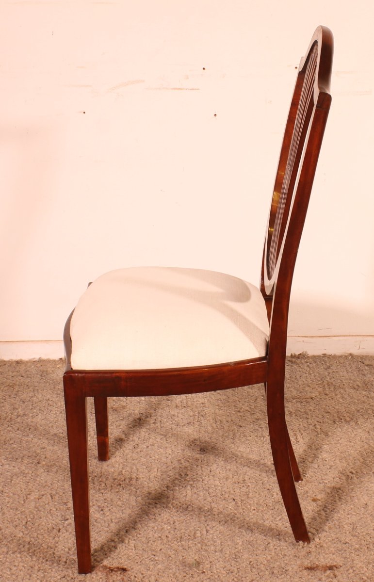 série de 10 chaises en acajou et incrustations - 19° siècle-photo-5