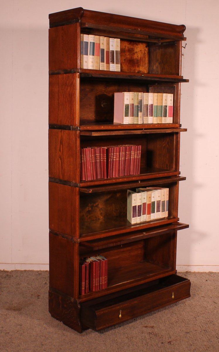Bibliothèque Globe Wernicke En chêne De 5 éléments avec tiroir-photo-3