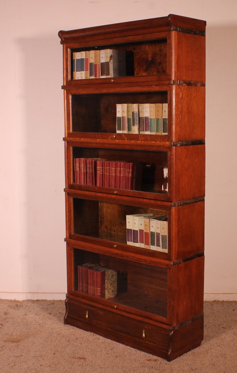 Bibliothèque Globe Wernicke En chêne De 5 éléments avec tiroir-photo-4