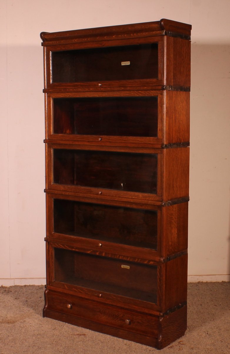 Globe Wernicke Bookcase In Oak Of 5 Elements With A Drawer-photo-2