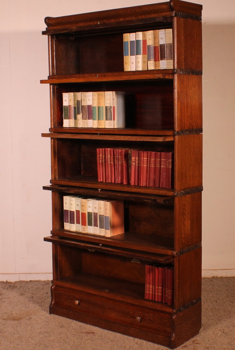 Globe Wernicke Bookcase In Oak Of 5 Elements With A Drawer-photo-3