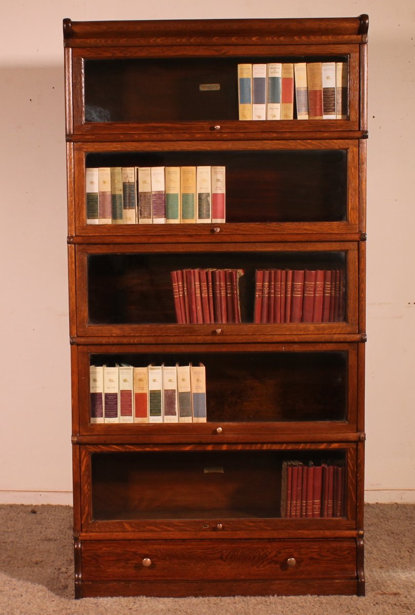 Globe Wernicke Bookcase In Oak Of 5 Elements With A Drawer-photo-1