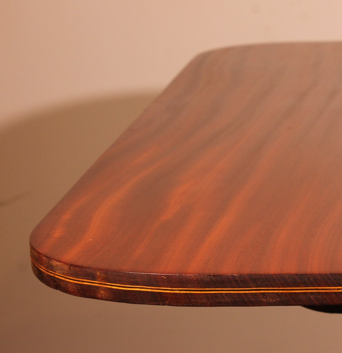 English Solid Mahogany Twin Pillar Dining Room Table - 19th Century-photo-2