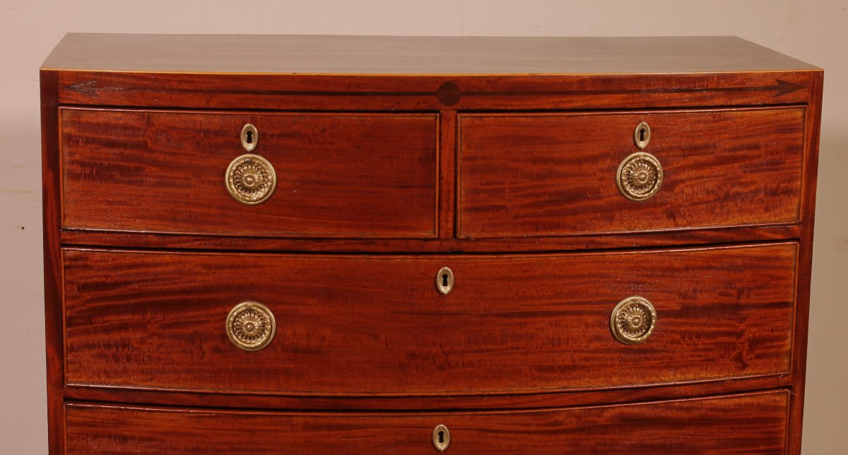 commode bombée d'époque regency circa 1800 avec incrustations-photo-3