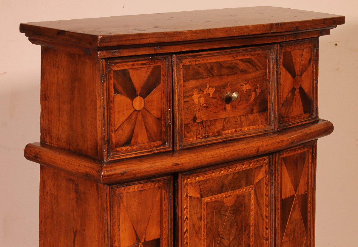 Exceptional Italian Renaissance Oratory In Blond Walnut And Inlays - 16° Century-photo-4