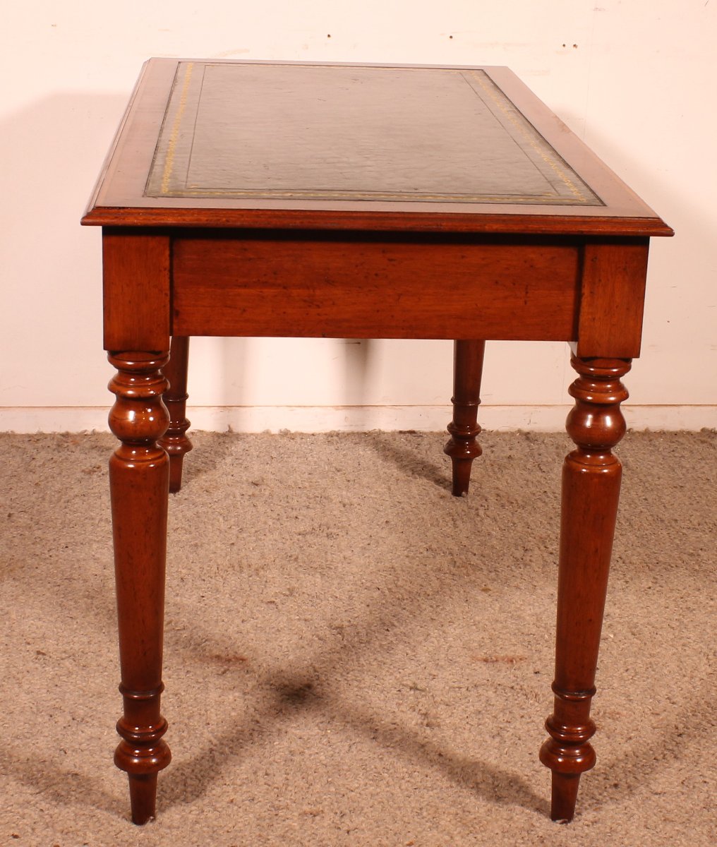 19th-centurywriting Table/ Desk With Two Drawers In  Mahogany With Inlays-photo-2