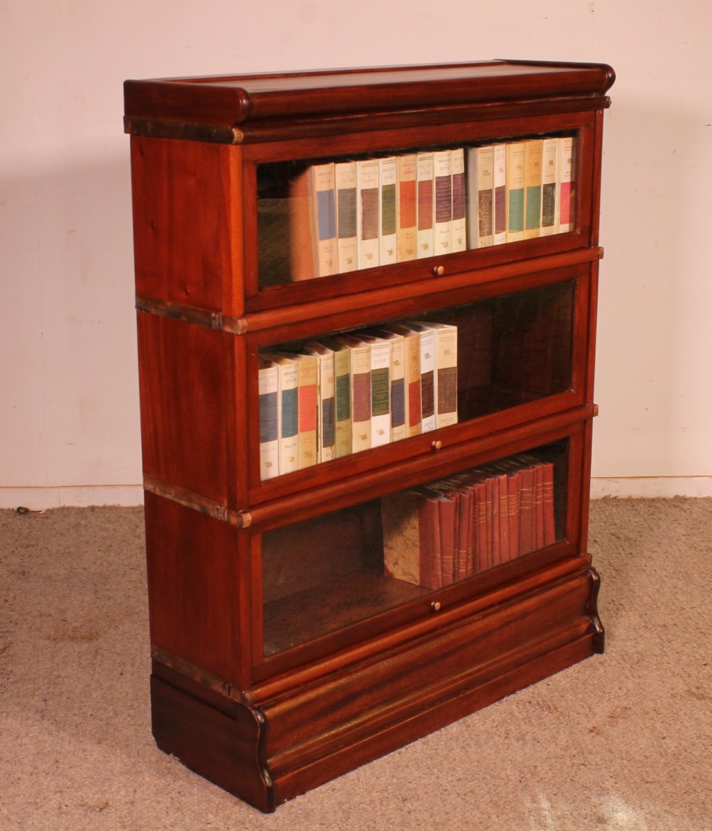 Bibliothèque Globe Wernicke En acajou  De 3  éléments