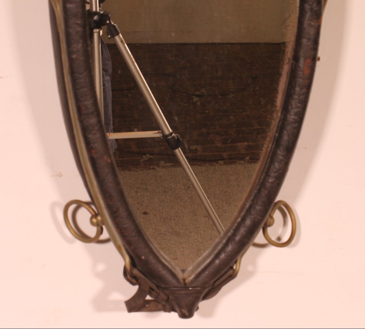 miroir formé à partir d'un harnais de cheval en cuir-photo-3