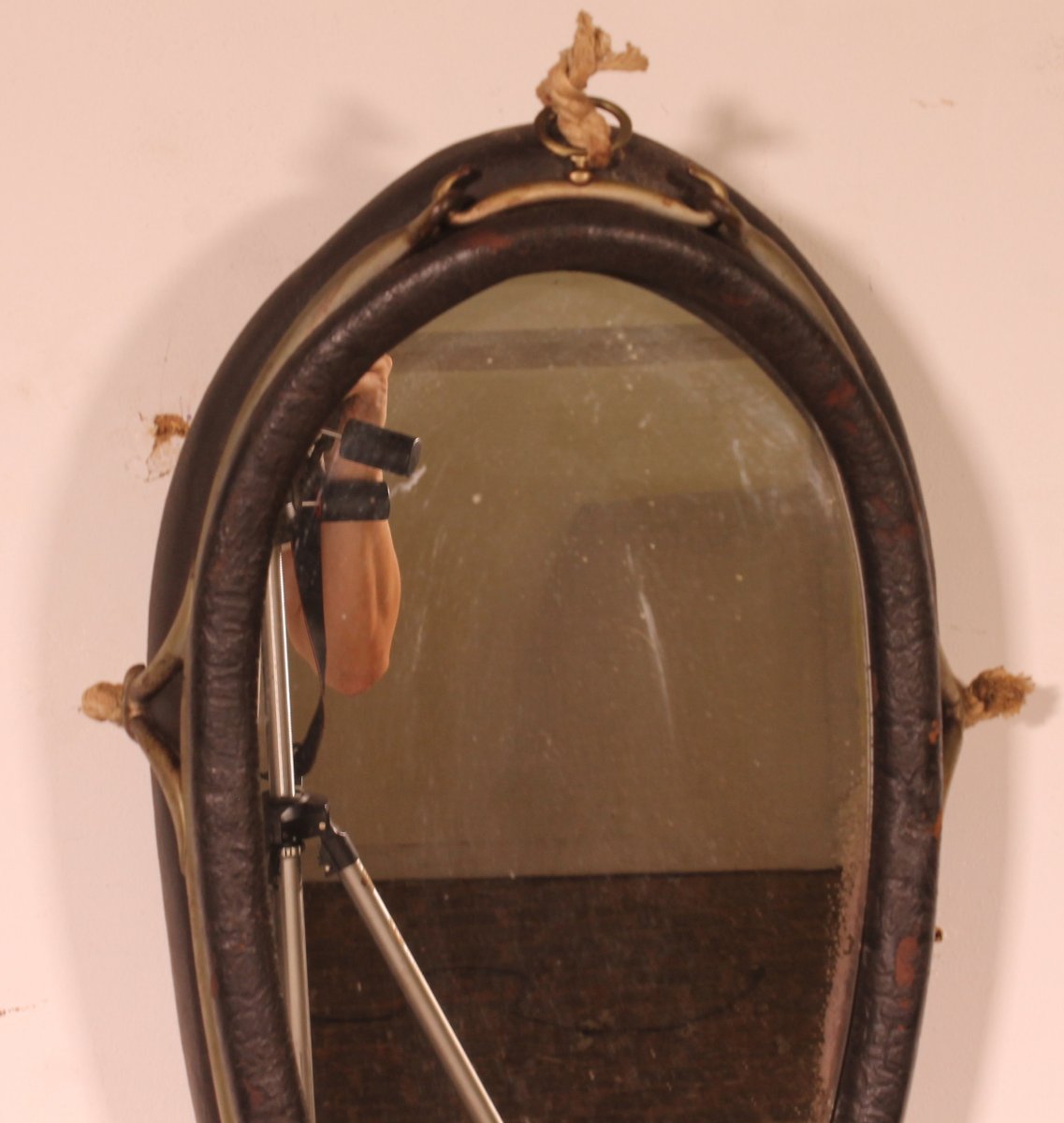 miroir formé à partir d'un harnais de cheval en cuir-photo-4