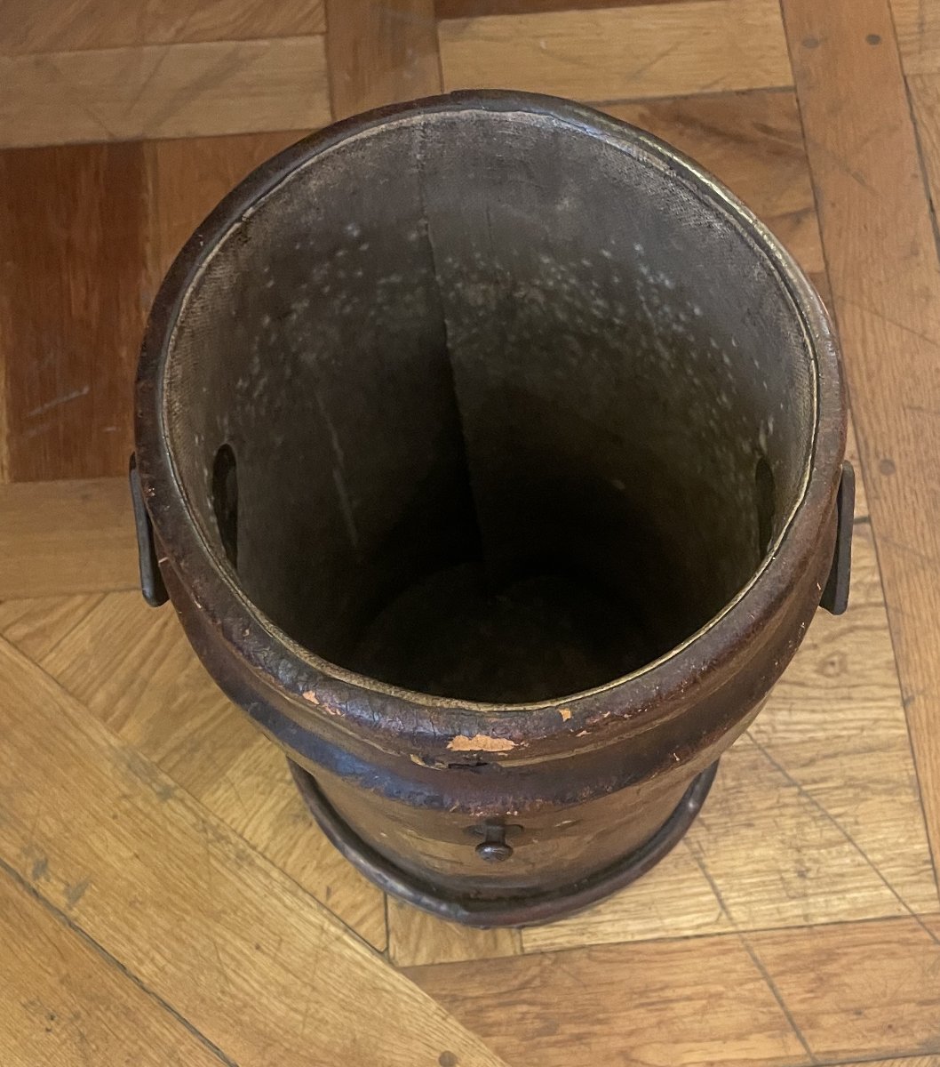Leatherbucket Ideal As A Trash Can, Umbrella Stand, Or Cane Holder - 19th Century-photo-3