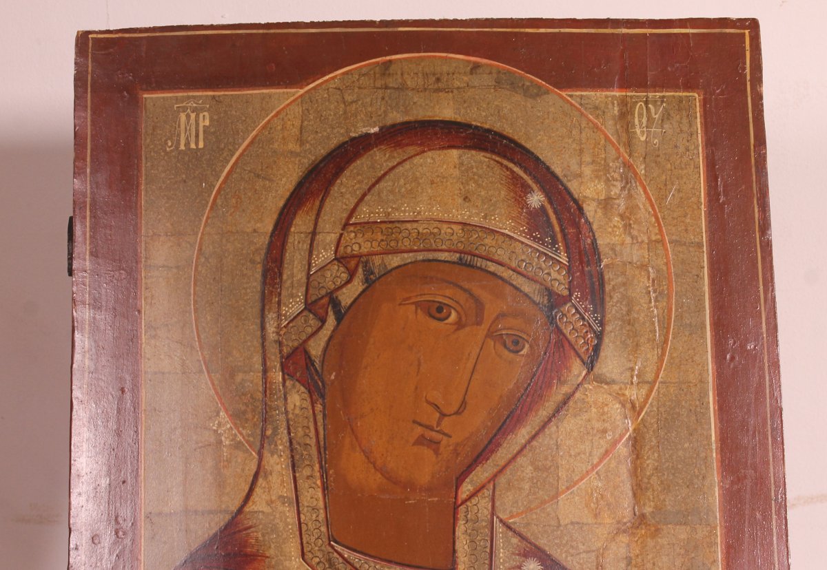 19th-century Russian Orthodox Icon Depicting The Virgin Mary-photo-3
