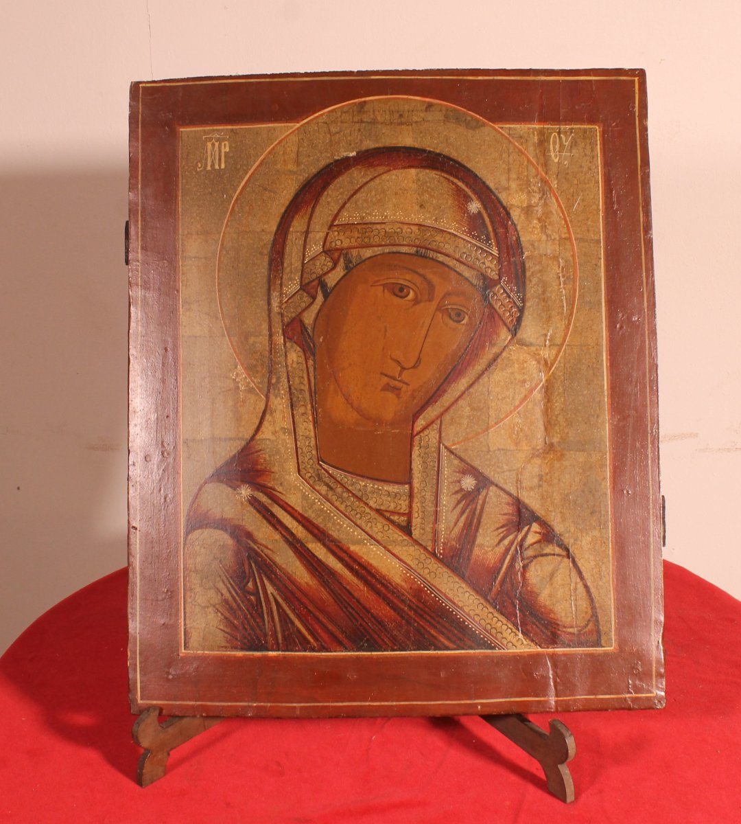 19th-century Russian Orthodox Icon Depicting The Virgin Mary