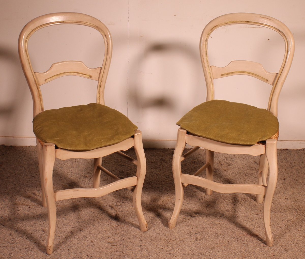 2 chaises paillées en bois polychrome-photo-2