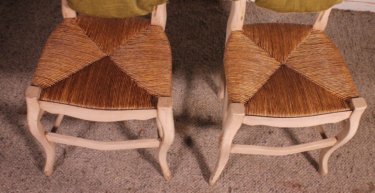 2 chaises paillées en bois polychrome-photo-1