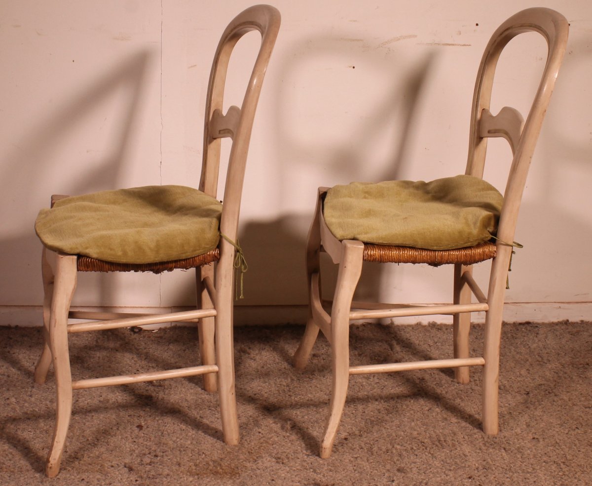 2 chaises paillées en bois polychrome-photo-5