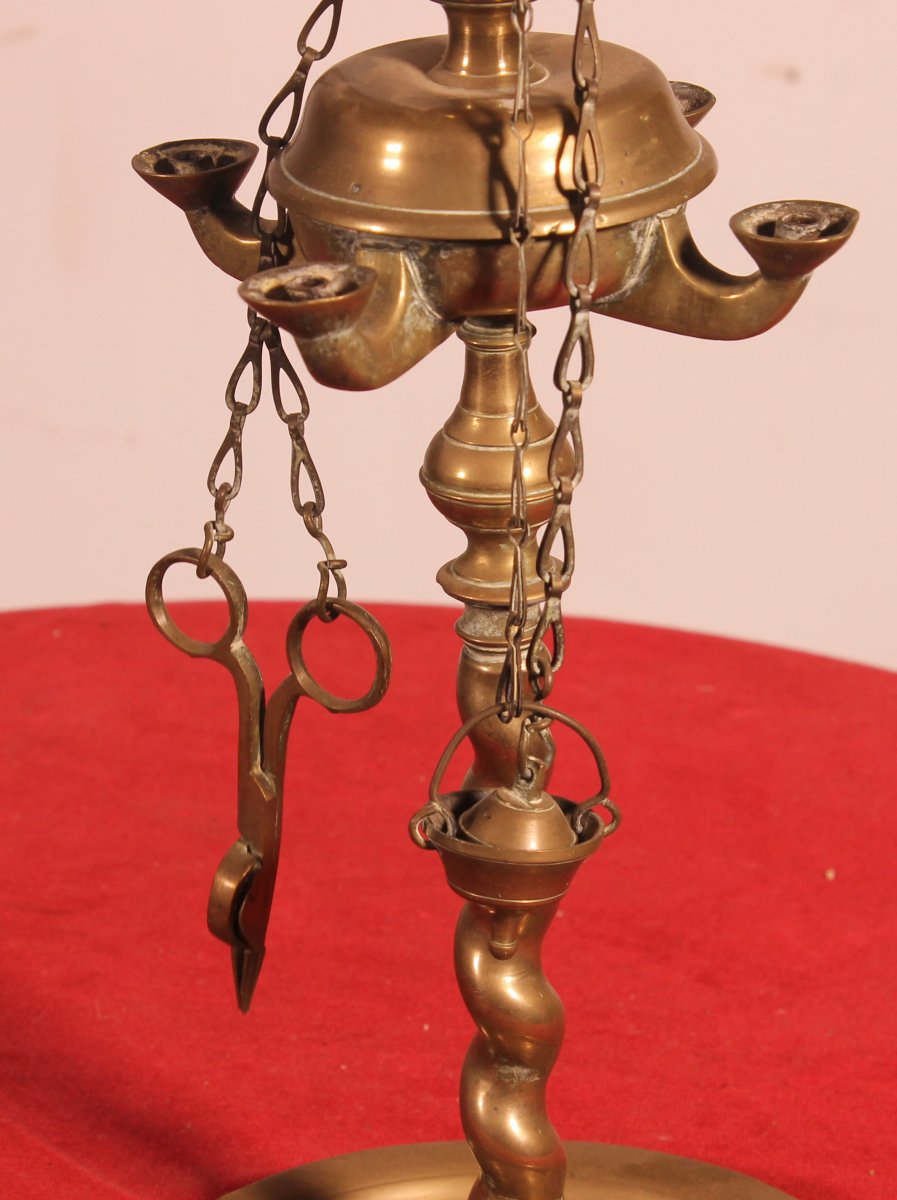 lampe à huile en bronze- 18° siècle - Espagne-photo-2