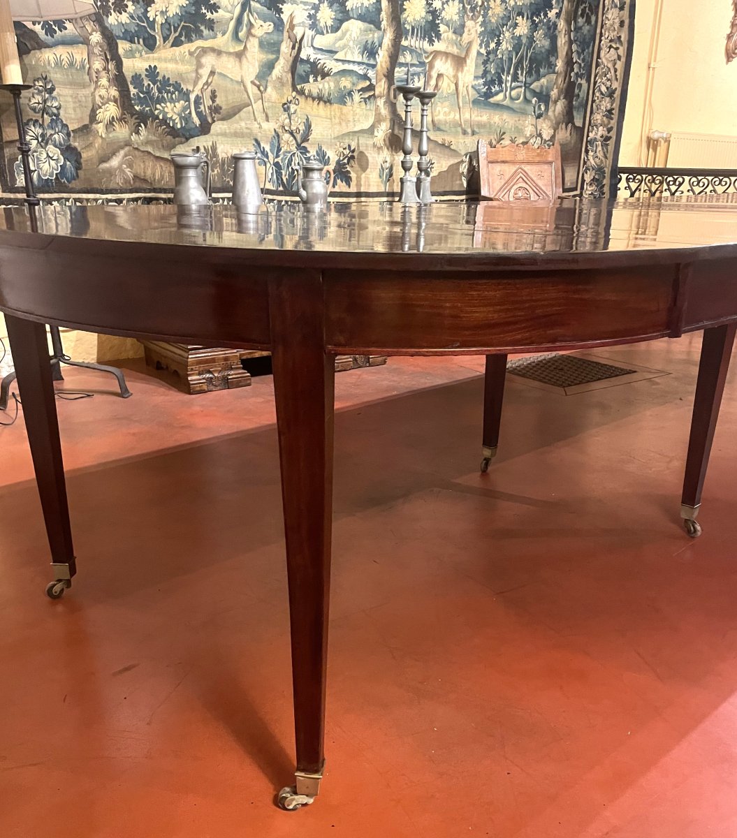 Table de salle à manger extensible d'époque directoire en acajou à bandeau de 4m-photo-7