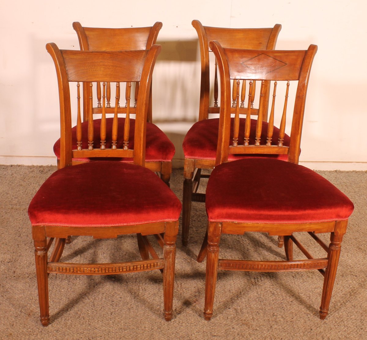 Set Of 4 Directoire Period Dining Chairs-photo-2