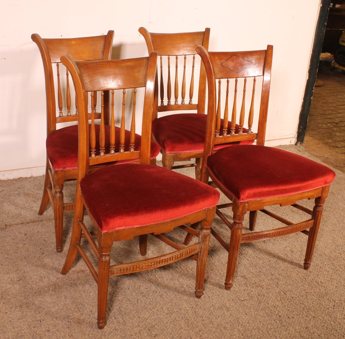 Set Of 4 Directoire Period Dining Chairs-photo-4