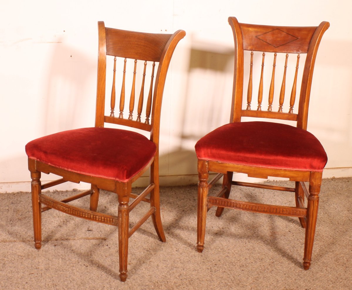 Set Of 4 Directoire Period Dining Chairs-photo-6