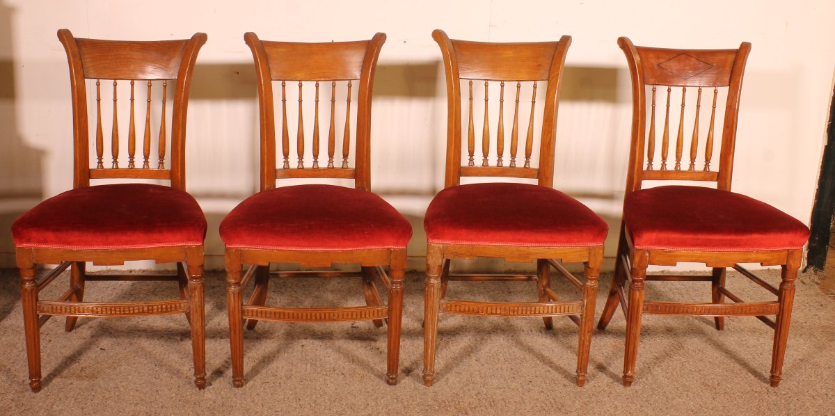 Set Of 4 Directoire Period Dining Chairs