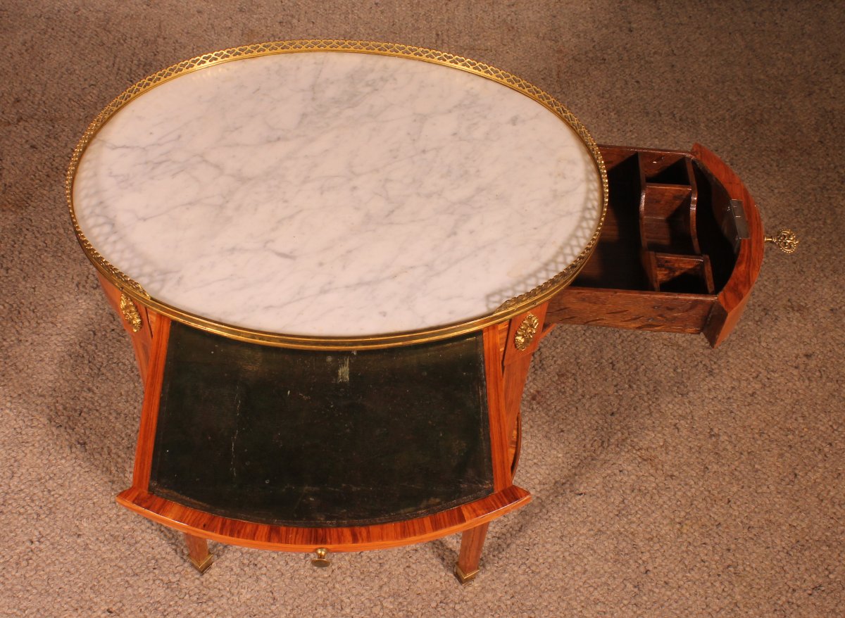Louis XVI Rosewood Side Table With Writing Desk-photo-1