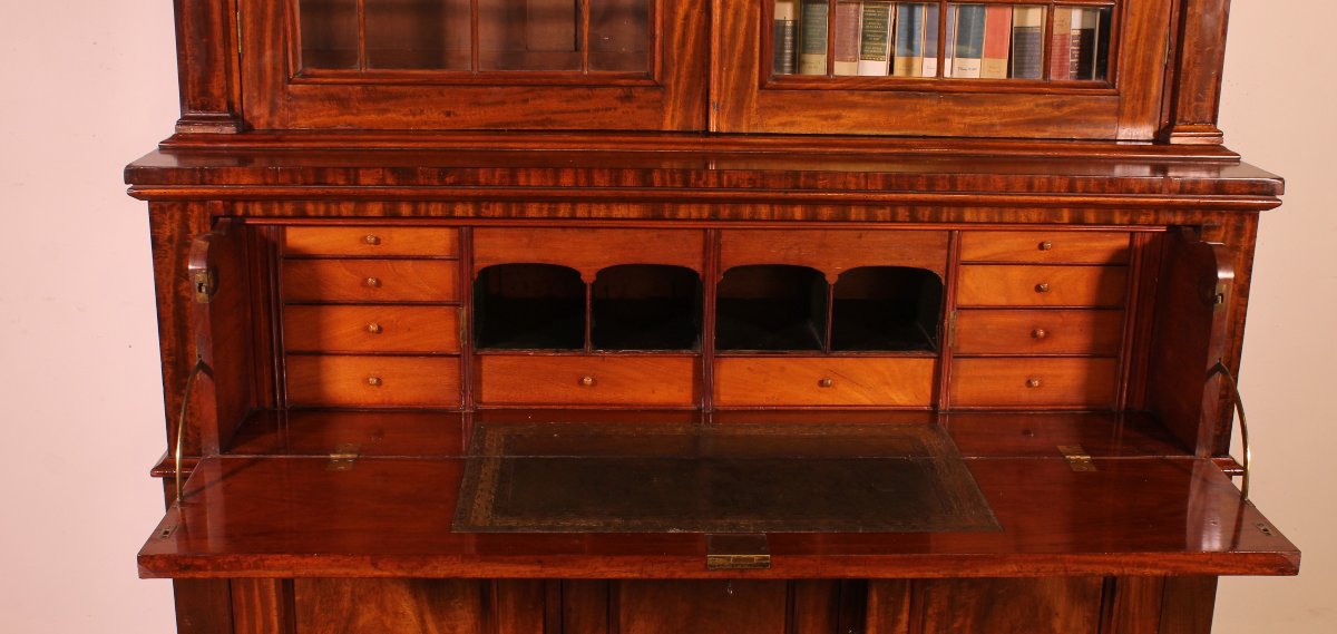 Vitrine Ou Bibliothèque En Acajou avec secrétaire-19° Siècle-photo-1