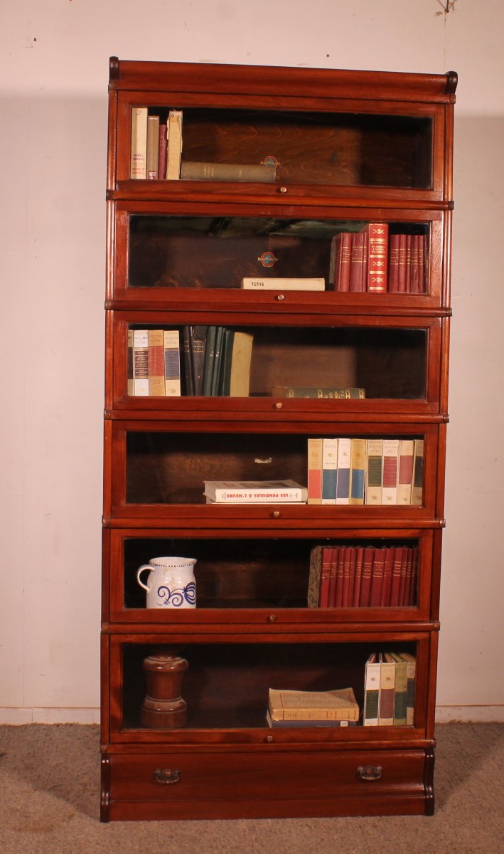 Globe Wernicke Mahogany Bookcase Of  6 Elements With A Drawer-photo-2