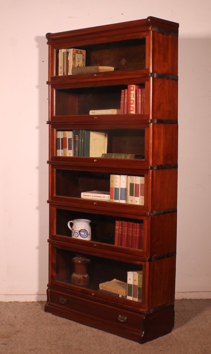 Globe Wernicke Mahogany Bookcase Of  6 Elements With A Drawer-photo-6
