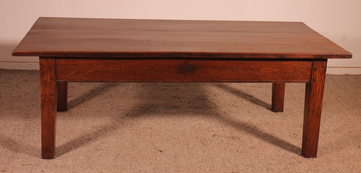 Table Basse française En châtaignier-19° siècle-photo-1