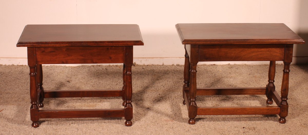 A Pair Of Spanish Walnut Nightstands Or End Tables-photo-1
