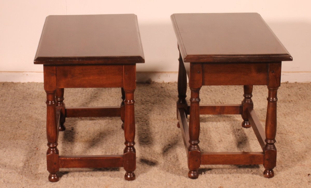 A Pair Of Spanish Walnut Nightstands Or End Tables-photo-2
