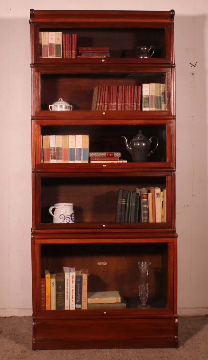 Large Globe Wernicke Bookcase In Mahogany Composed Of 5 Elements With A Lower Advanced Element-photo-3