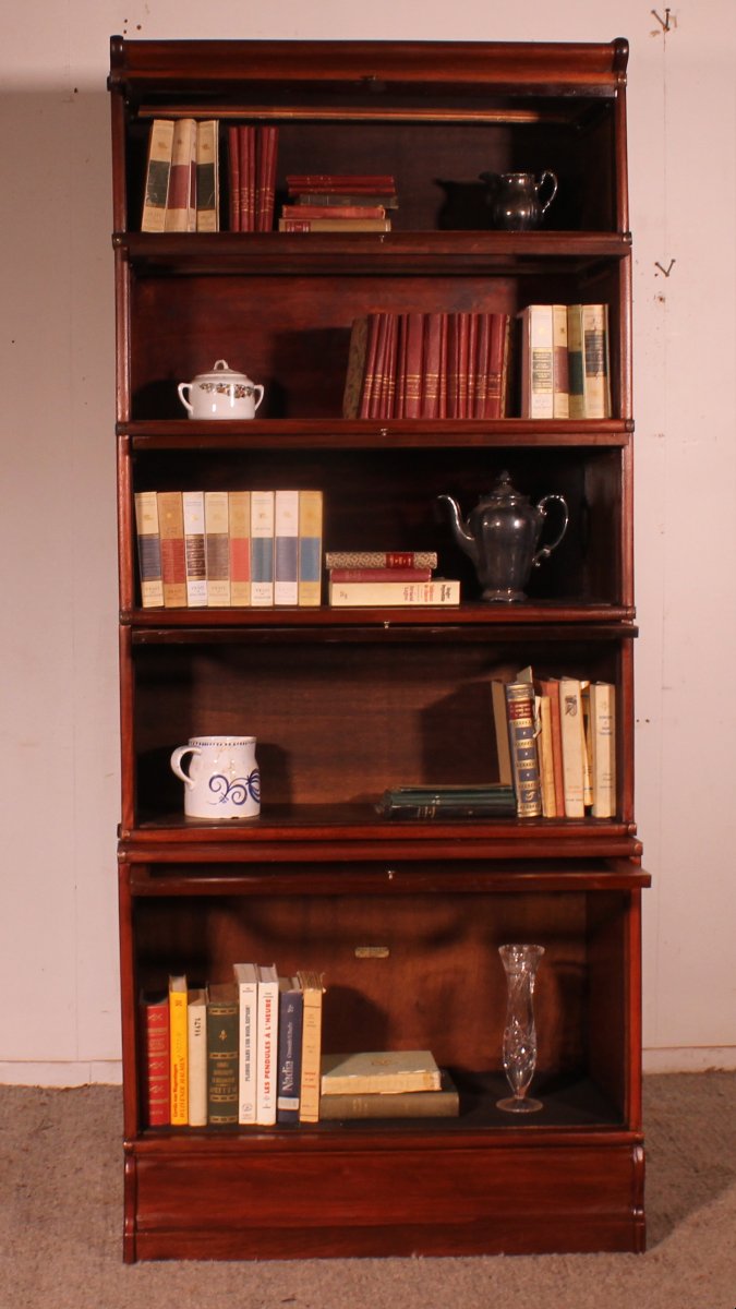 Large Globe Wernicke Bookcase In Mahogany Composed Of 5 Elements With A Lower Advanced Element-photo-5