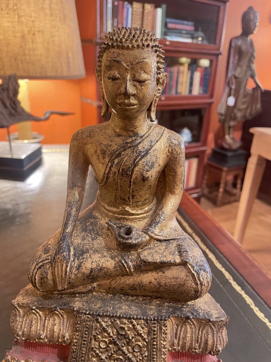 Gilded Bronze Buddha, Kingdom Of Siam—19th Century-photo-3