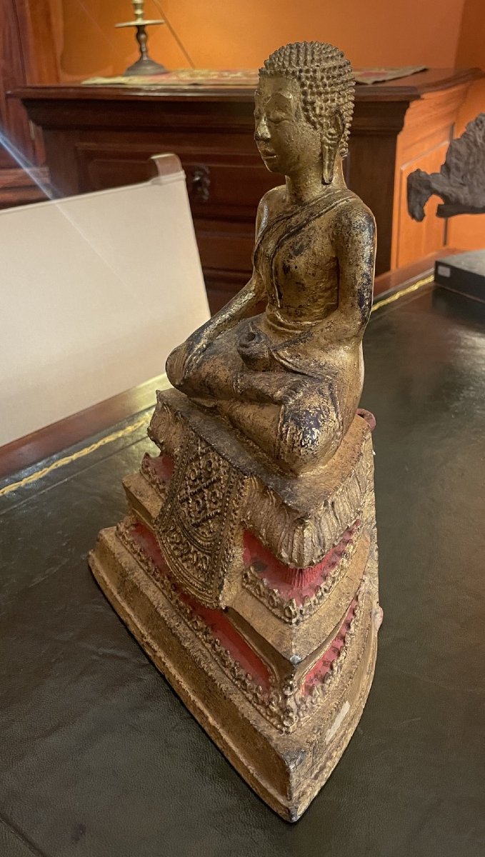 Gilded Bronze Buddha, Kingdom Of Siam—19th Century-photo-3