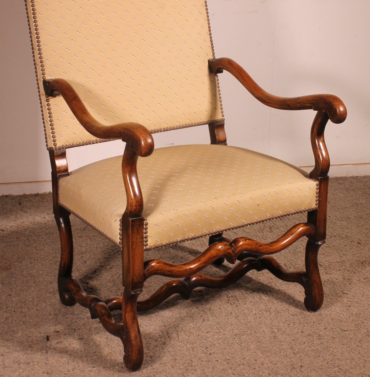 Louis XIV-style Armchairs Called Os De Mouton In Walnut—19th Century-photo-2