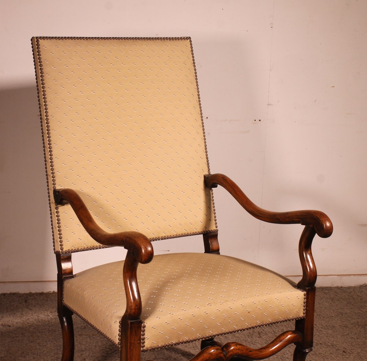 Louis XIV-style Armchairs Called Os De Mouton In Walnut—19th Century-photo-3