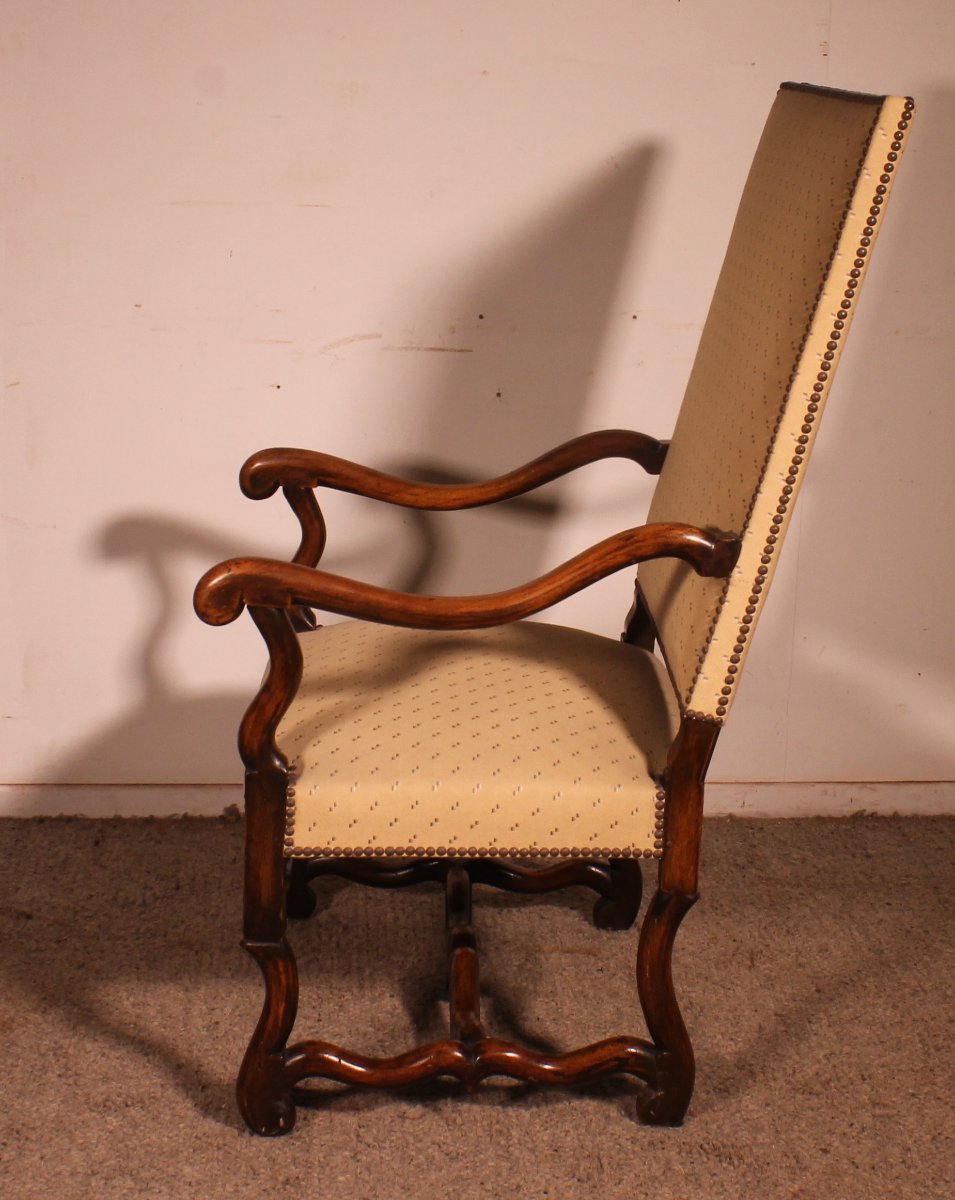 Louis XIV-style Armchairs Called Os De Mouton In Walnut—19th Century-photo-4
