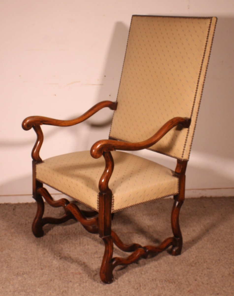 Louis XIV-style Armchairs Called Os De Mouton In Walnut—19th Century-photo-5