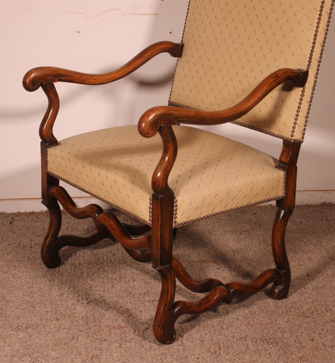 Louis XIV-style Armchairs Called Os De Mouton In Walnut—19th Century-photo-6