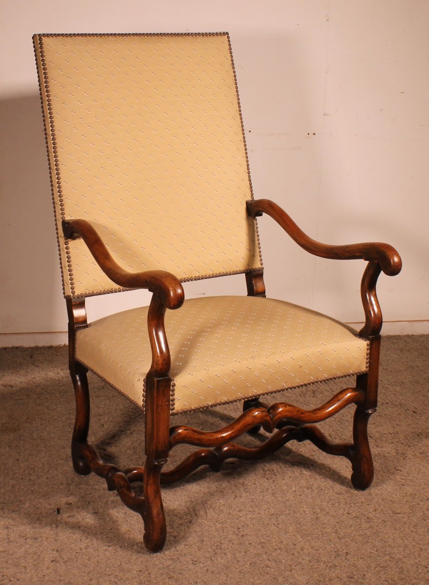 Louis XIV-style Armchairs Called Os De Mouton In Walnut—19th Century