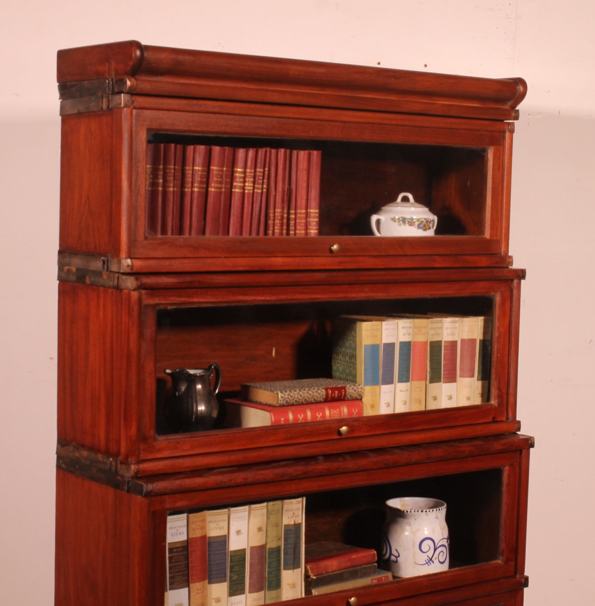 Globe Wernicke Waterfall Mahogany Bookcase Of 4 Sections-photo-3