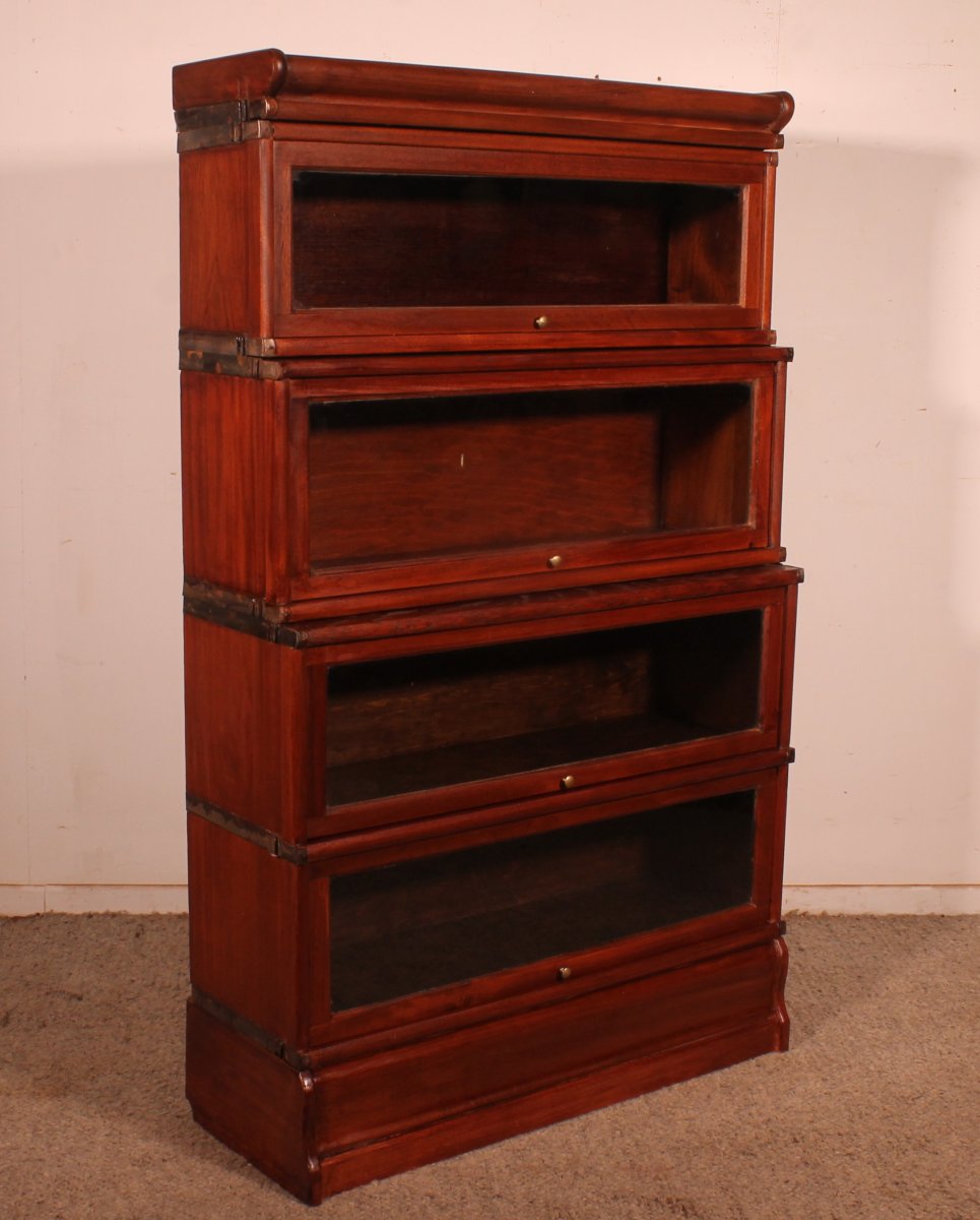 Globe Wernicke Waterfall Mahogany Bookcase Of 4 Sections-photo-4