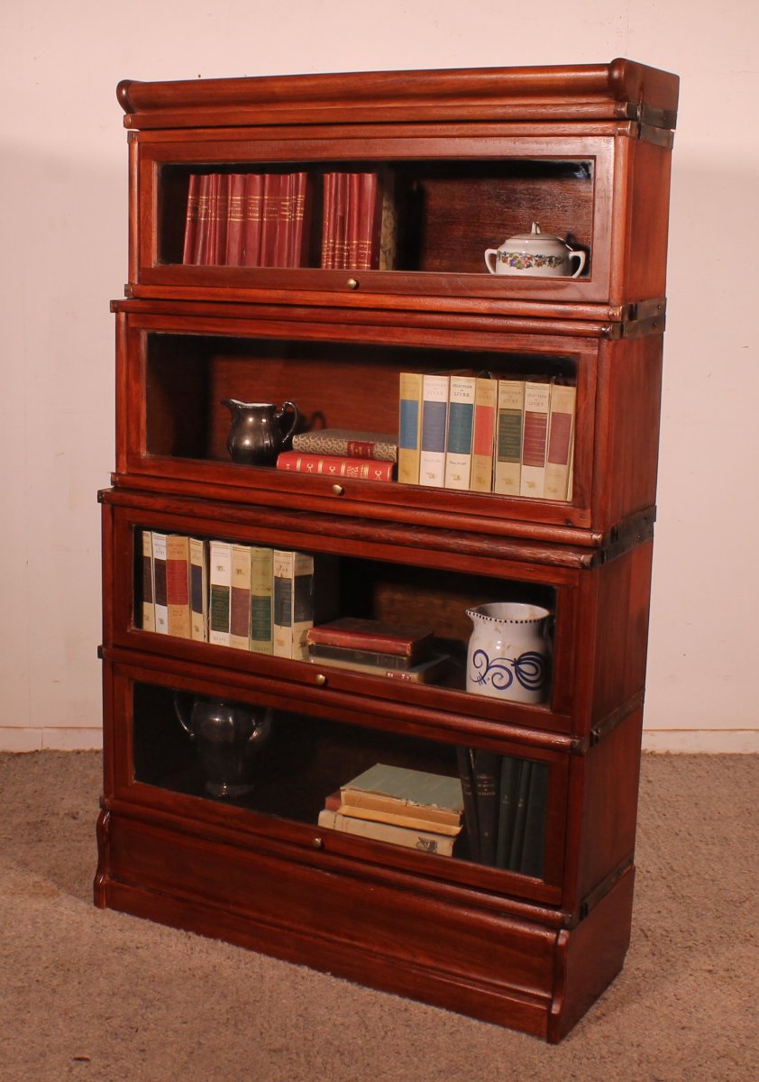 Globe Wernicke Waterfall Mahogany Bookcase Of 4 Sections-photo-4