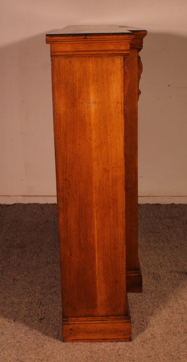 Breakfront Open Bookcase In Light Oak—19th Century -photo-4