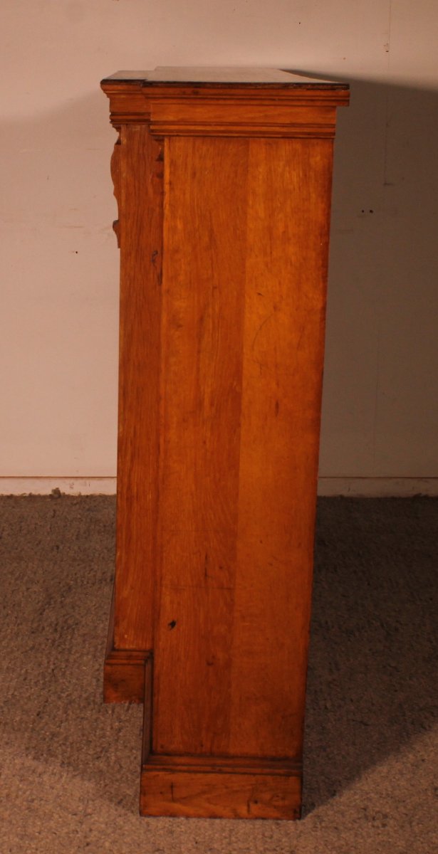 Breakfront Open Bookcase In Light Oak—19th Century -photo-6