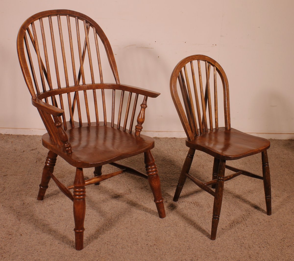 Set Of 5 Chairs And 2 Windsor Armchairs—19th Century-photo-4